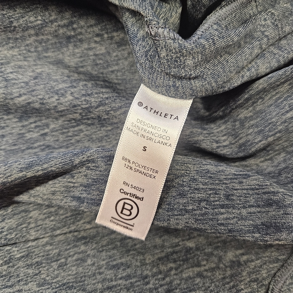 Athleta Uptempo Hoodie Women’s Size Small Gray Heather Thumbholes Drawstring - Picture 6 of 9